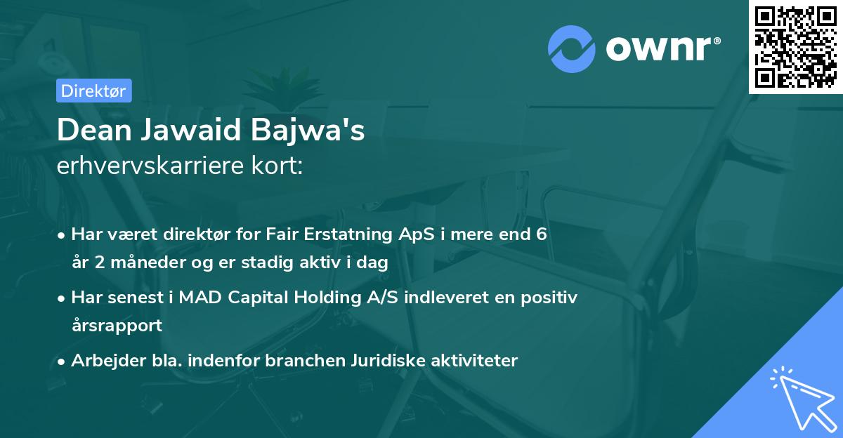 Dean Jawaid Bajwa's erhvervskarriere kort
