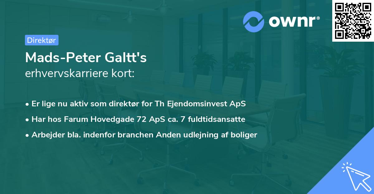 Mads-Peter Galtt's erhvervskarriere kort