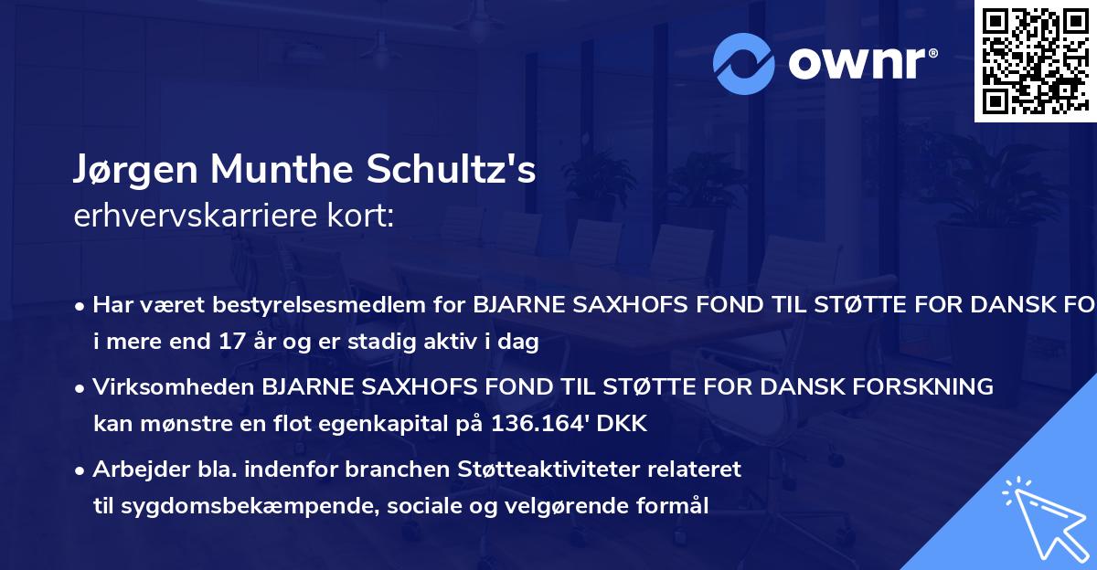 Jørgen Munthe Schultz's erhvervskarriere kort
