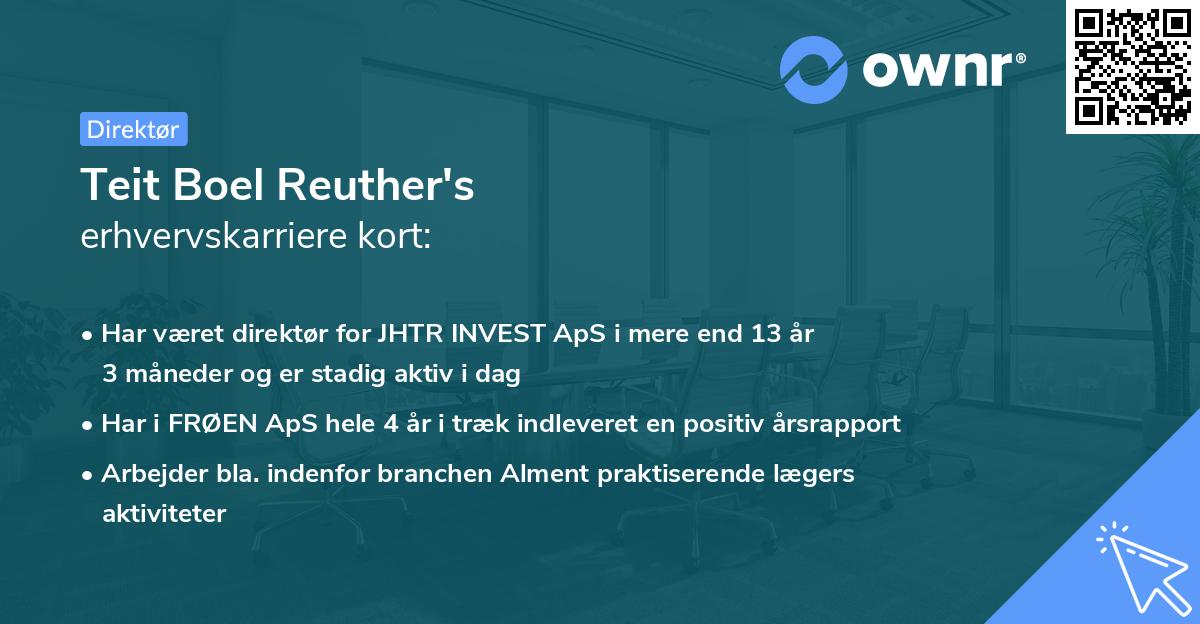Teit Boel Reuther's erhvervskarriere kort