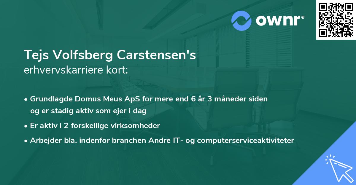 Tejs Volfsberg Carstensen's erhvervskarriere kort
