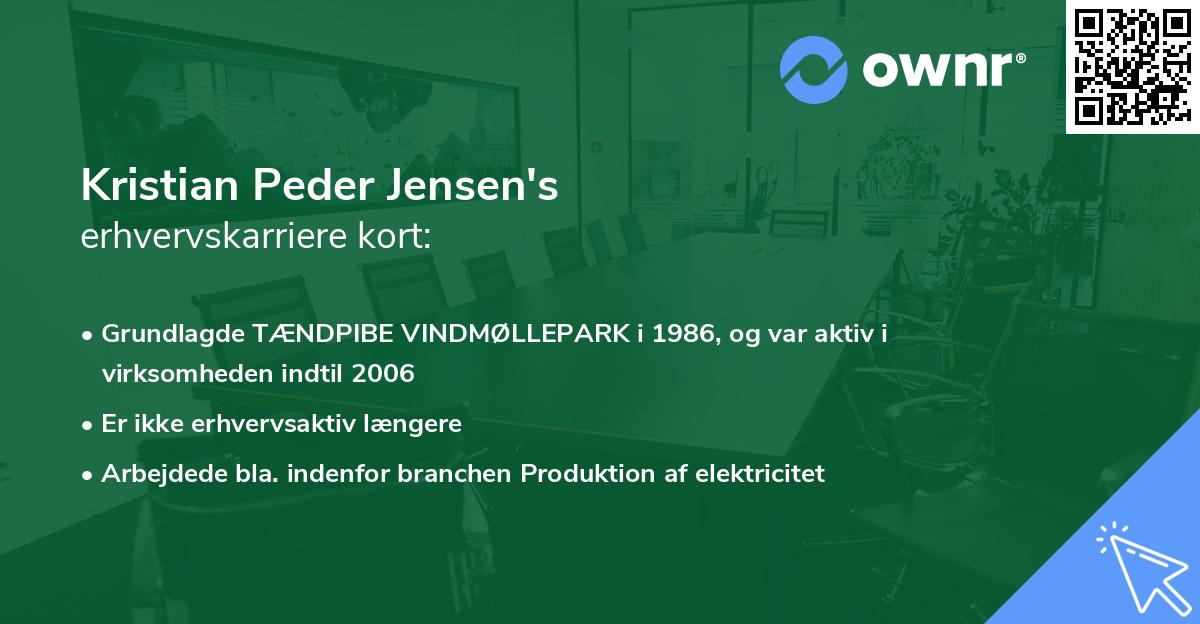 Kristian Peder Jensen's erhvervskarriere kort