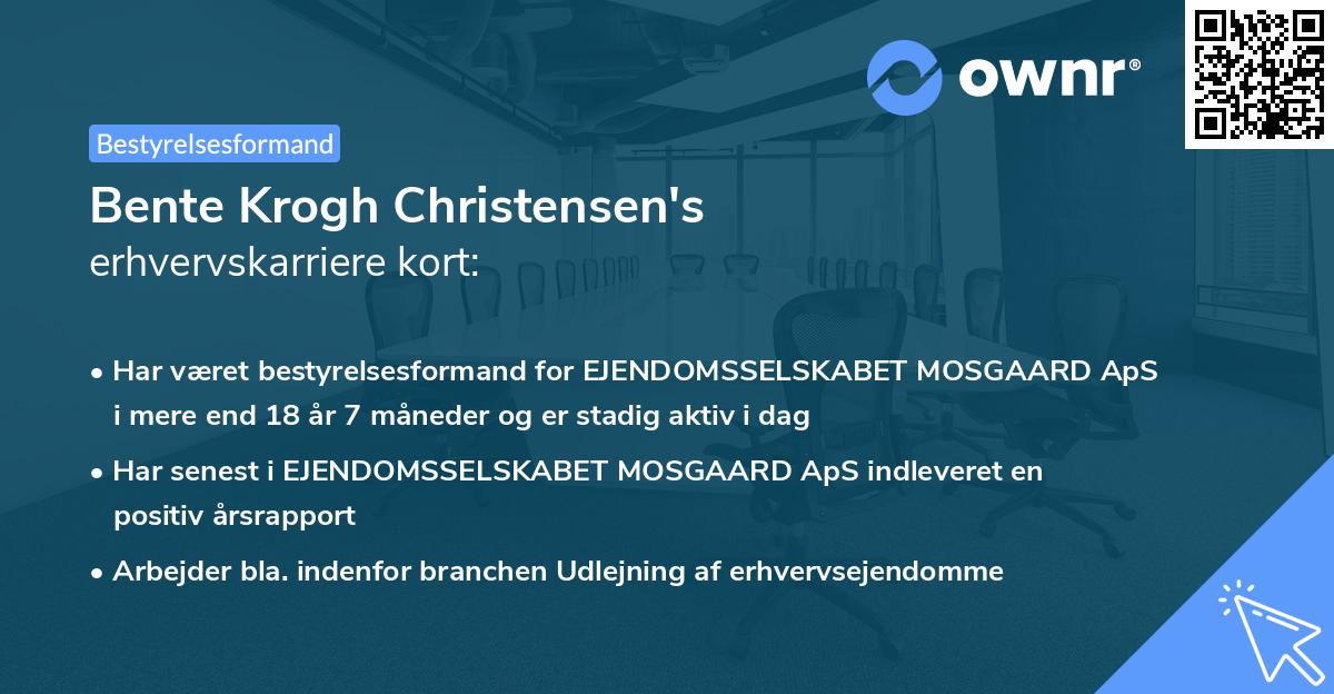 Bente Krogh Christensen's erhvervskarriere kort