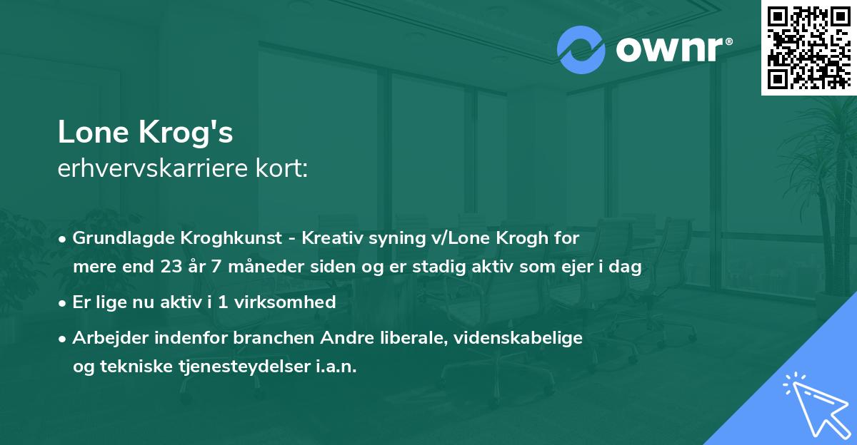 Lone Krog's erhvervskarriere kort