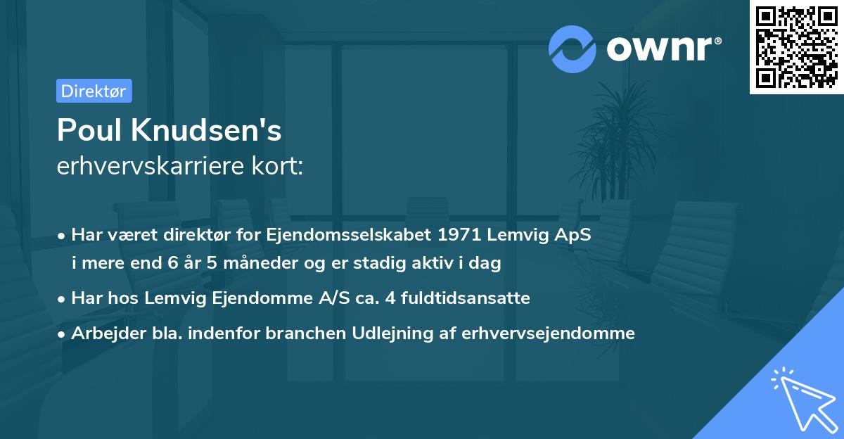 Poul Knudsen's erhvervskarriere kort
