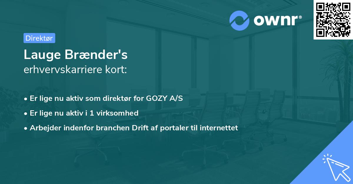 Lauge Brænder's erhvervskarriere kort