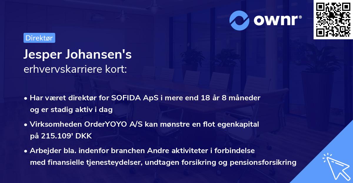 Jesper Johansen's erhvervskarriere kort