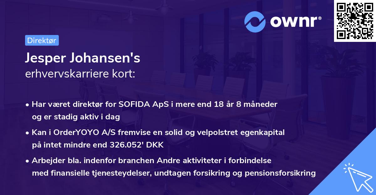 Jesper Johansen's erhvervskarriere kort
