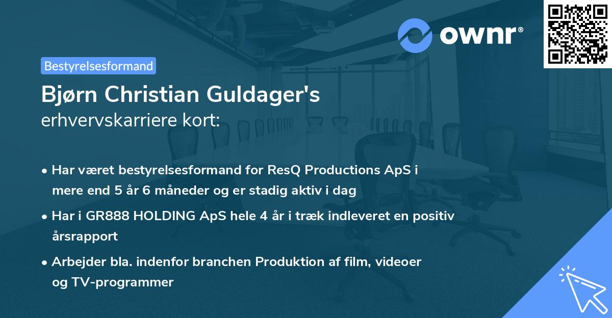 Bjørn Christian Guldager's erhvervskarriere kort