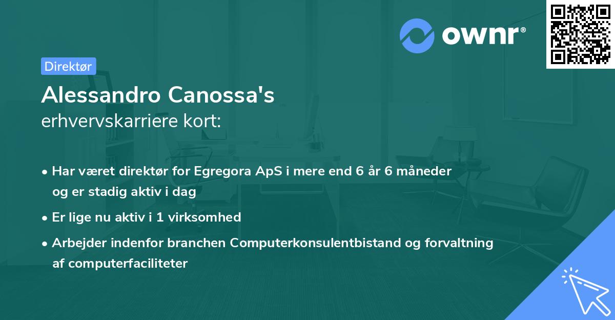 Alessandro Canossa's erhvervskarriere kort