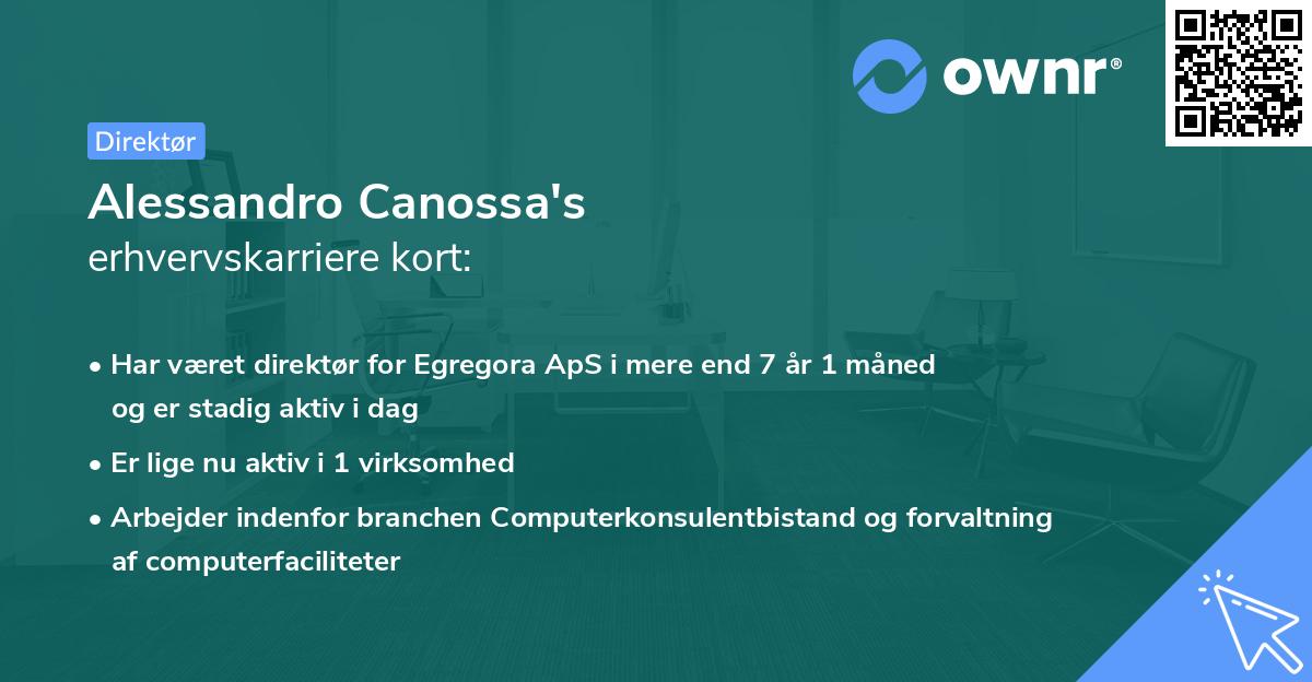 Alessandro Canossa's erhvervskarriere kort