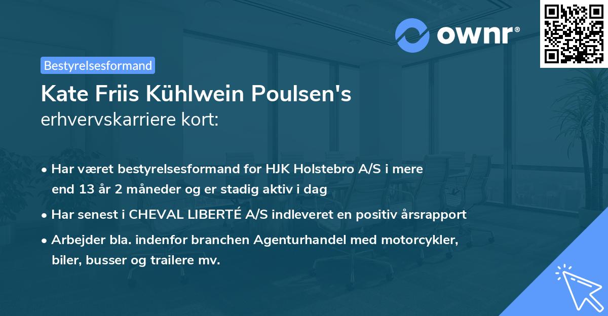 Kate Friis Kühlwein Poulsen's erhvervskarriere kort