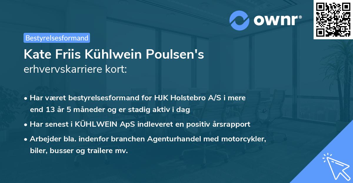 Kate Friis Kühlwein Poulsen's erhvervskarriere kort