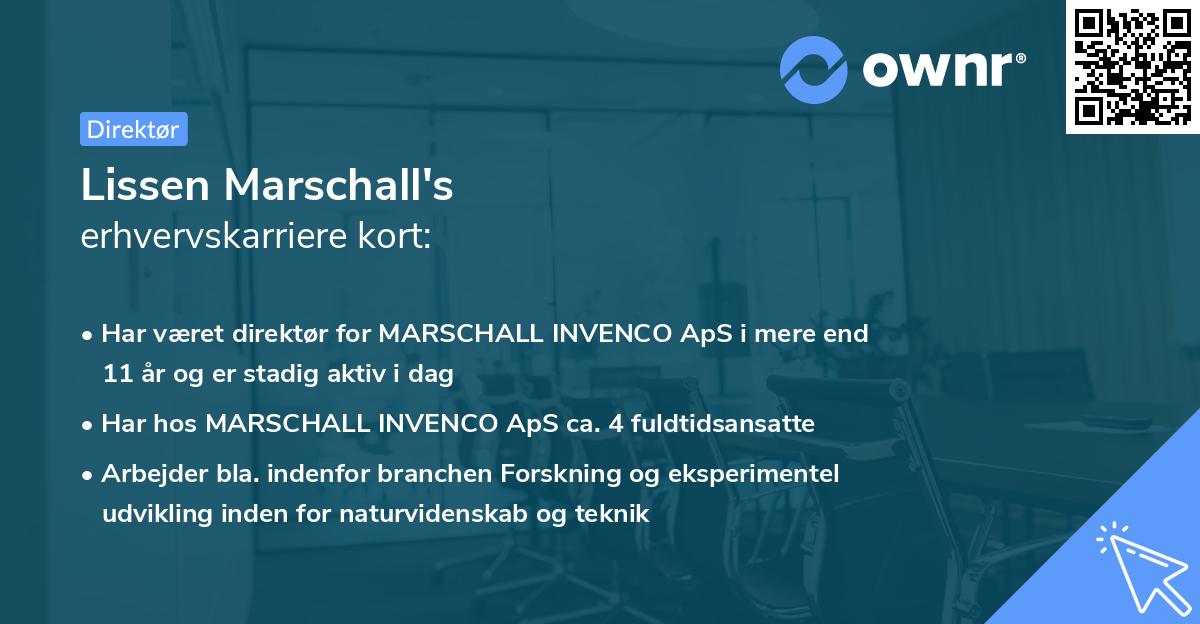 Lissen Marschall's erhvervskarriere kort