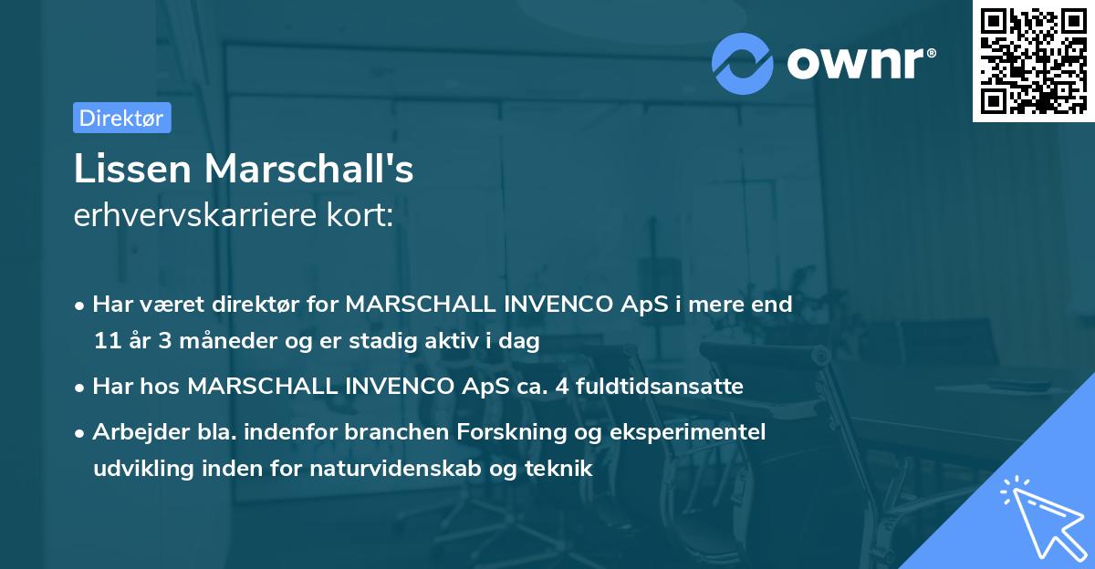 Lissen Marschall's erhvervskarriere kort