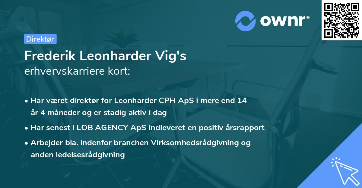 Frederik Leonharder Vig's erhvervskarriere kort