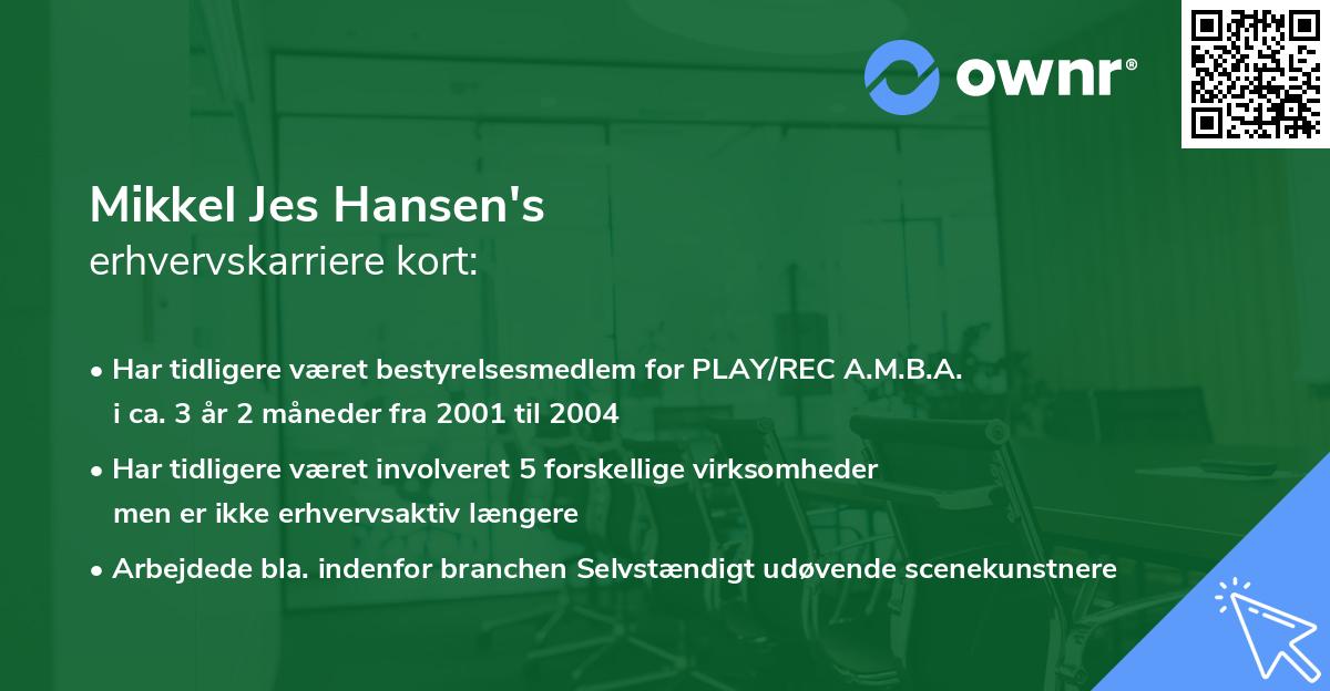 Mikkel Jes Hansen's erhvervskarriere kort