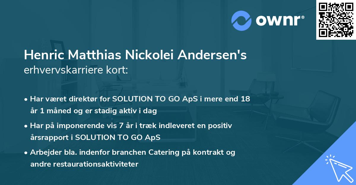 Henric Matthias Nickolei Andersen's erhvervskarriere kort
