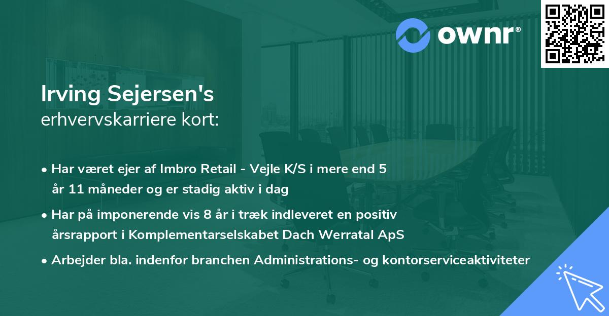 Irving Sejersen's erhvervskarriere kort