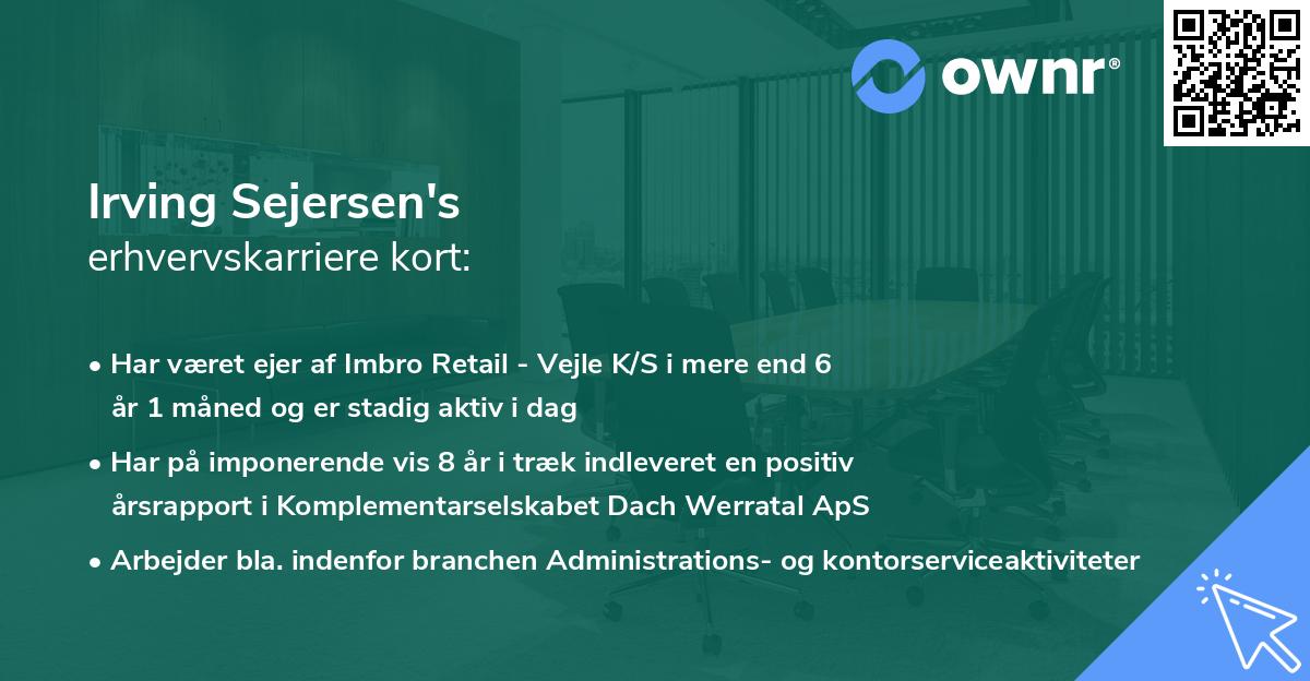 Irving Sejersen's erhvervskarriere kort