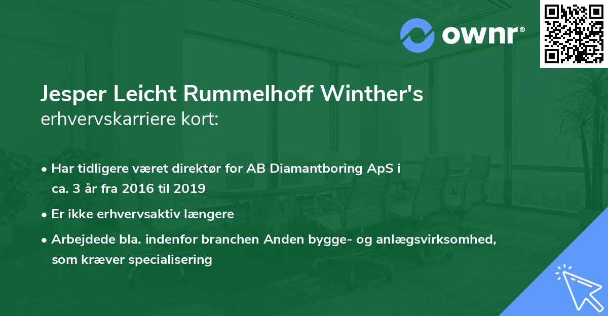 Jesper Leicht Rummelhoff Winther's erhvervskarriere kort