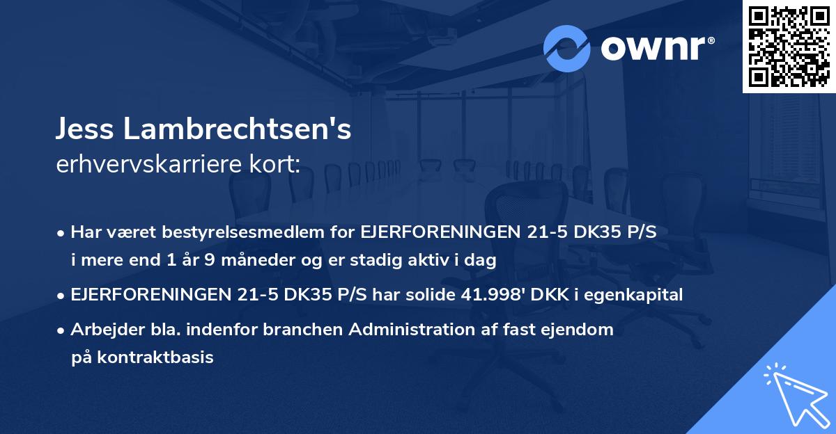 Jess Lambrechtsen's erhvervskarriere kort