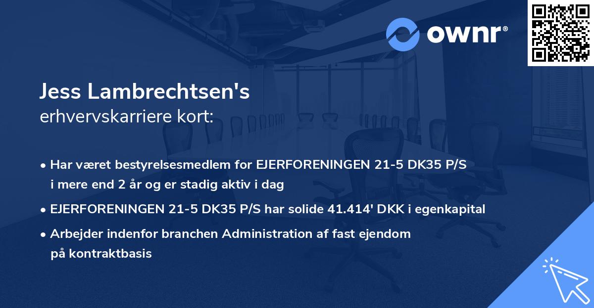 Jess Lambrechtsen's erhvervskarriere kort
