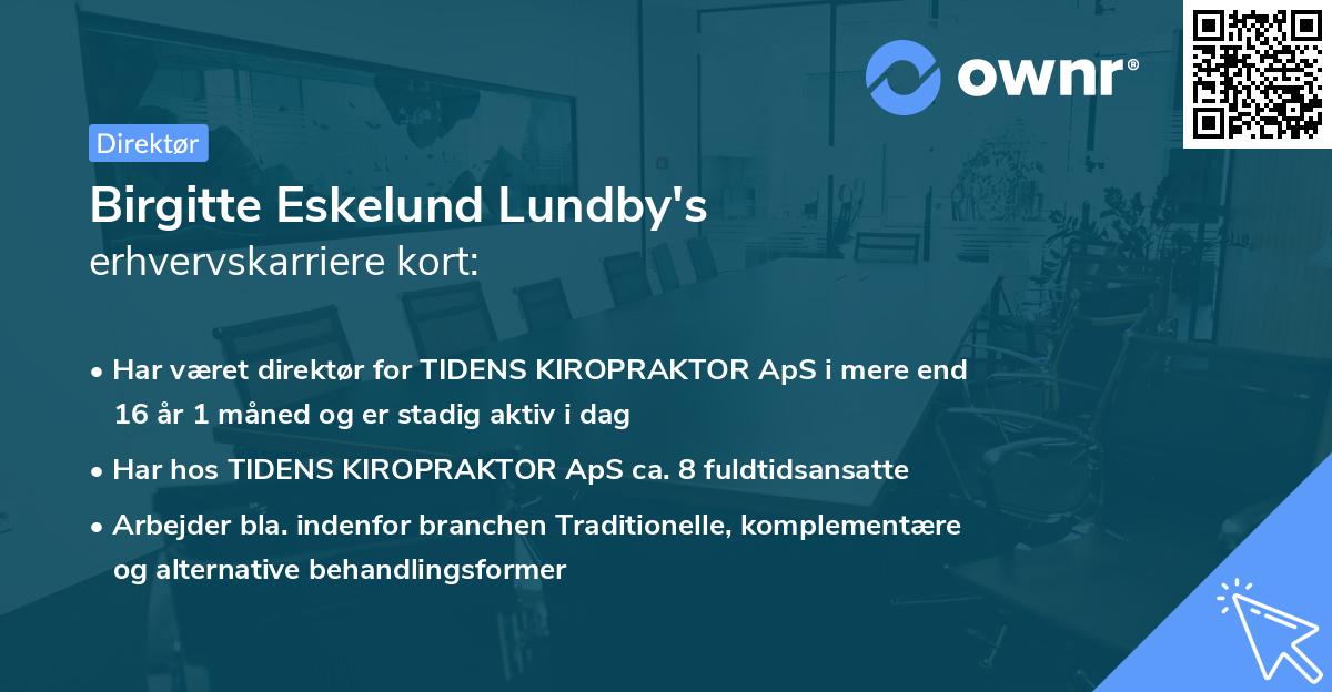 Birgitte Eskelund Lundby's erhvervskarriere kort
