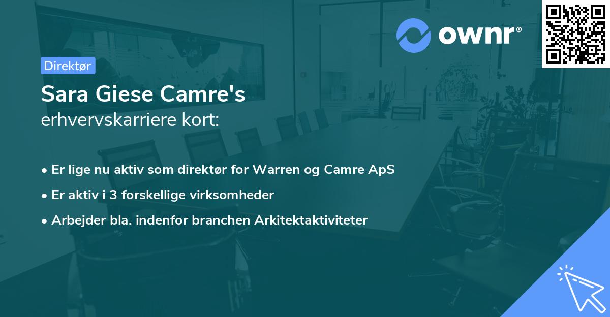 Sara Giese Camre's erhvervskarriere kort
