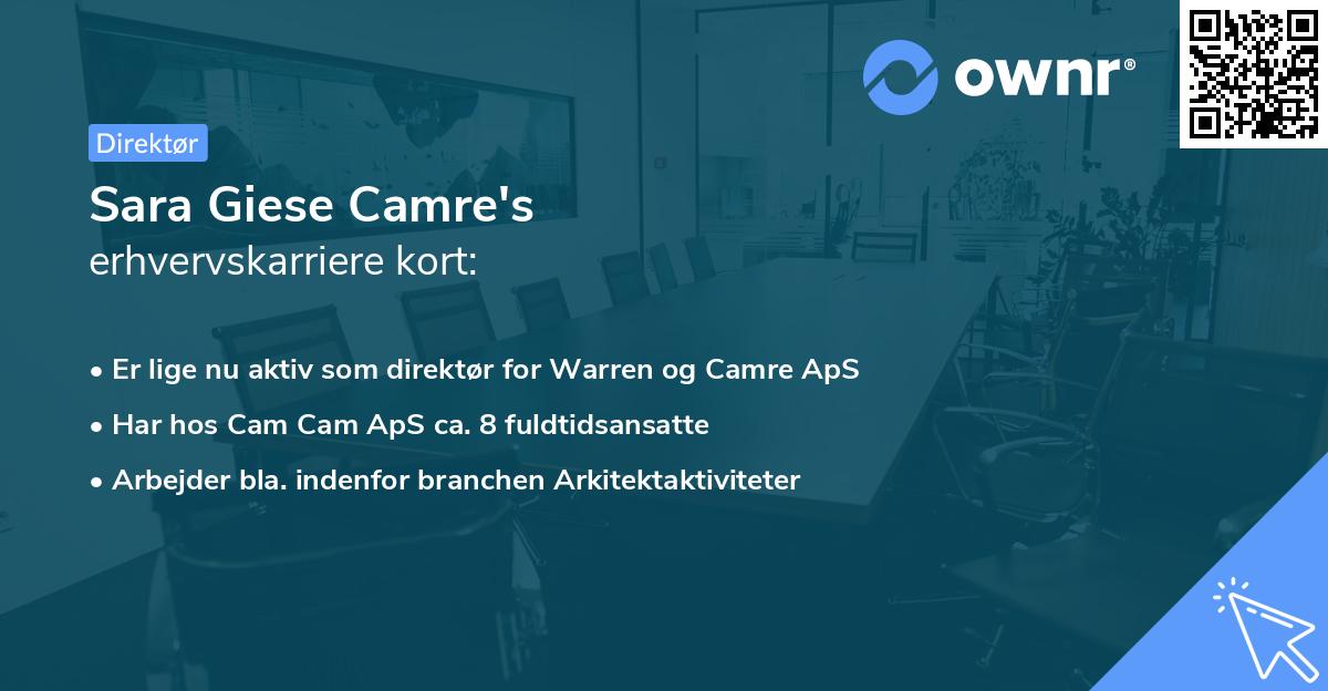 Sara Giese Camre's erhvervskarriere kort