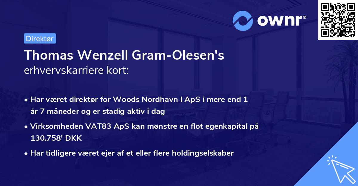 Thomas Wenzell Gram-Olesen's erhvervskarriere kort