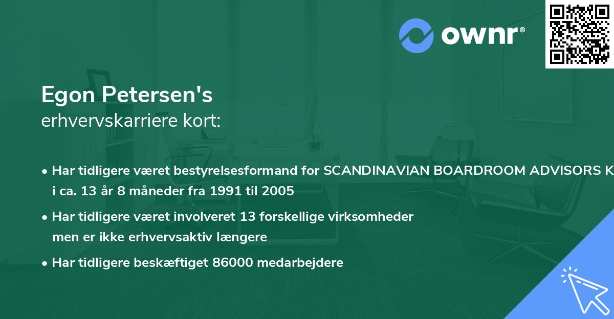 Egon Petersen's erhvervskarriere kort