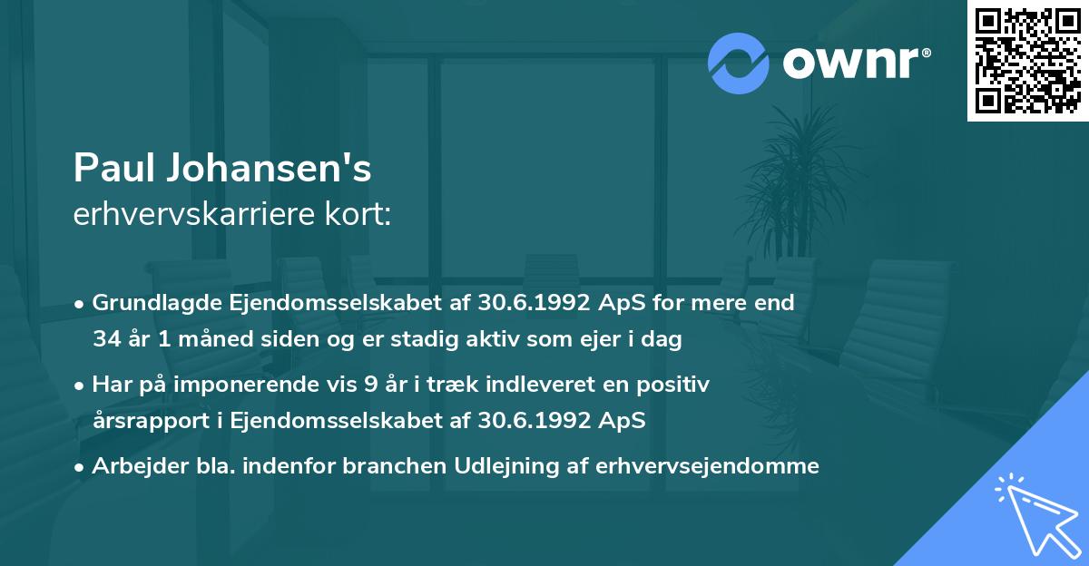 Paul Johansen's erhvervskarriere kort