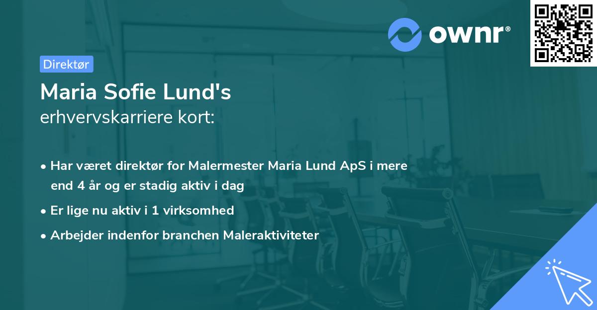 Maria Sofie Lund's erhvervskarriere kort