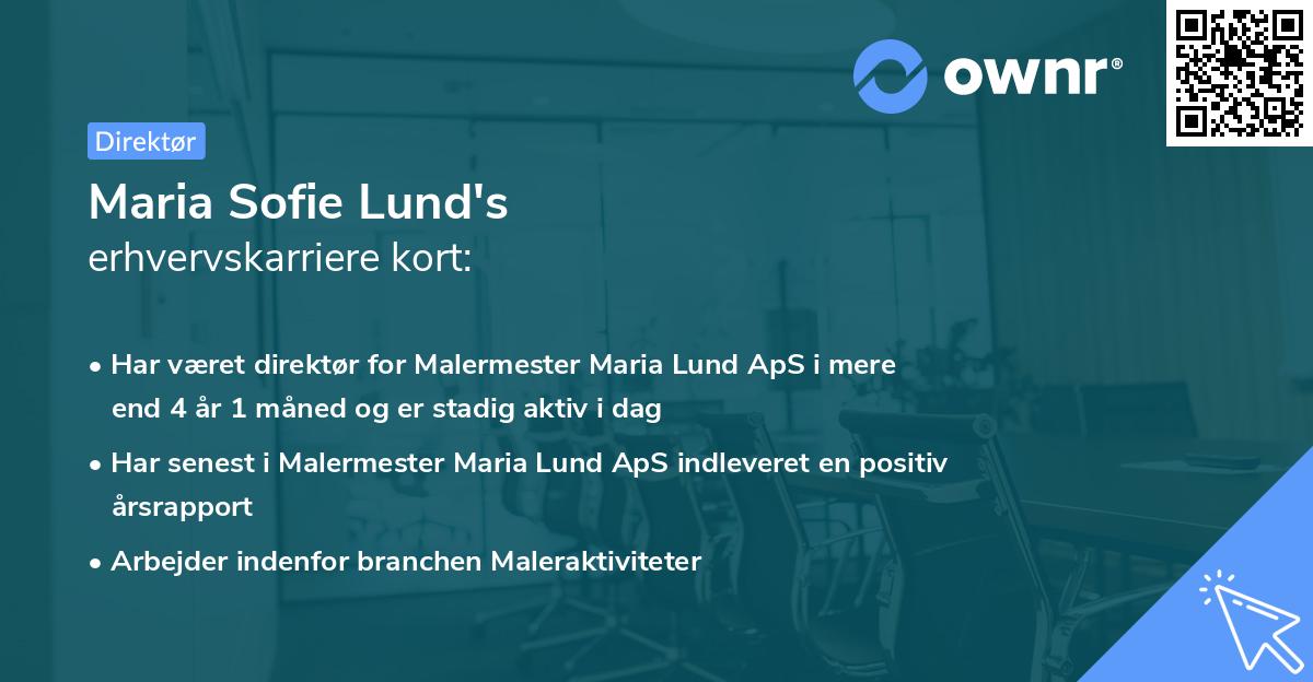 Maria Sofie Lund's erhvervskarriere kort