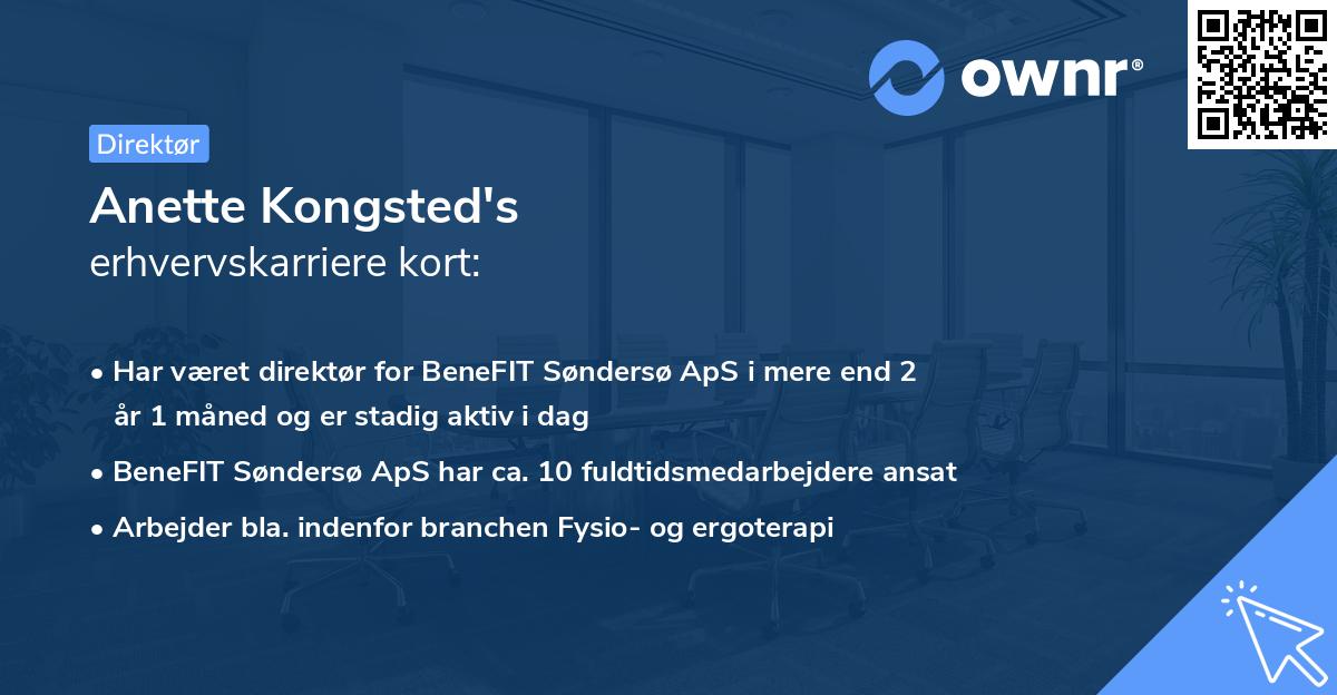 Anette Kongsted's erhvervskarriere kort