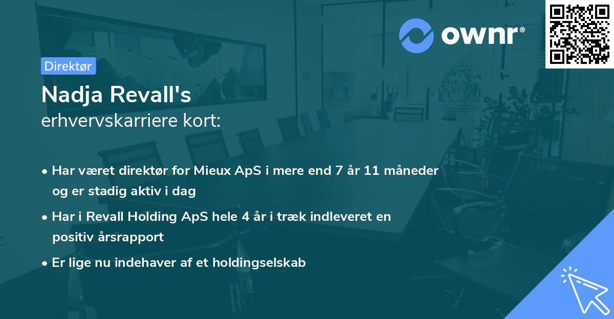 Nadja Revall's erhvervskarriere kort