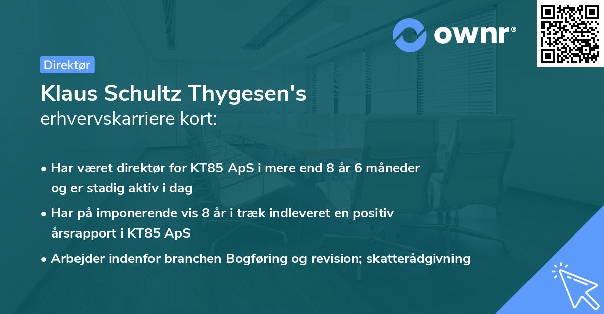 Klaus Schultz Thygesen's erhvervskarriere kort