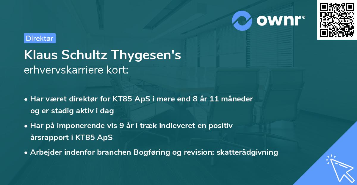 Klaus Schultz Thygesen's erhvervskarriere kort