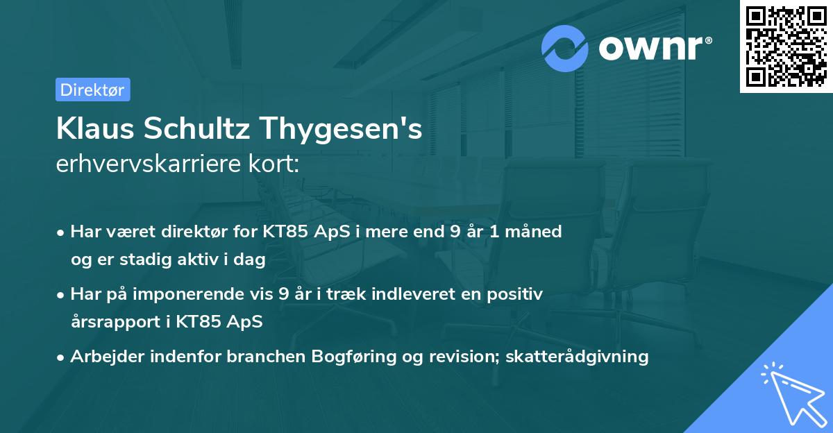 Klaus Schultz Thygesen's erhvervskarriere kort