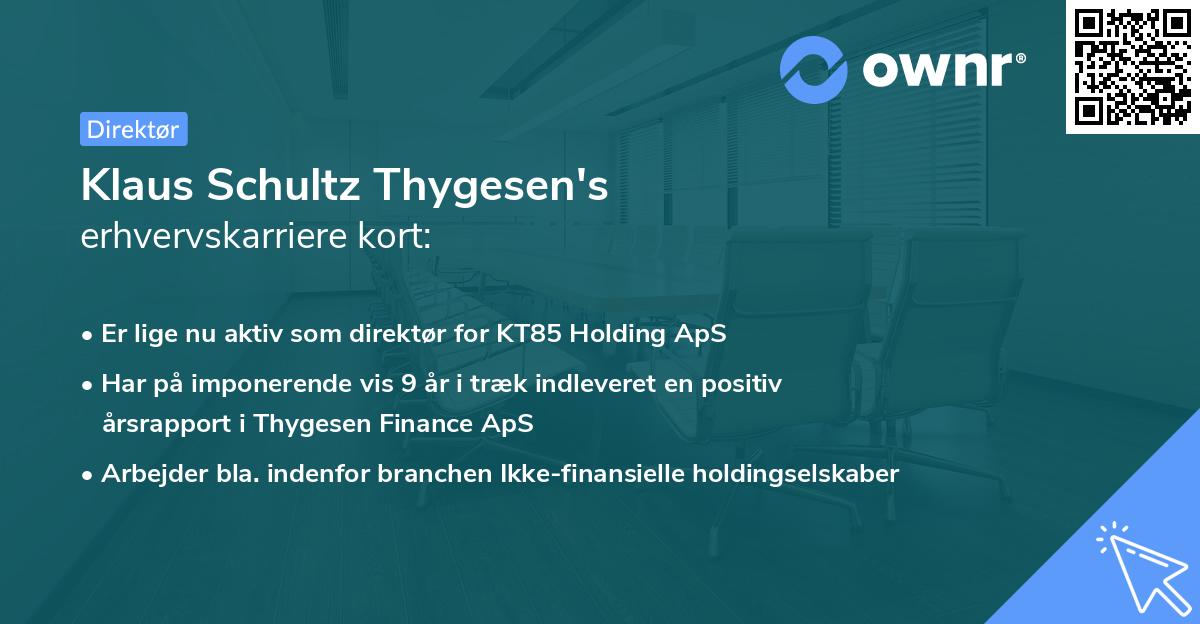 Klaus Schultz Thygesen's erhvervskarriere kort