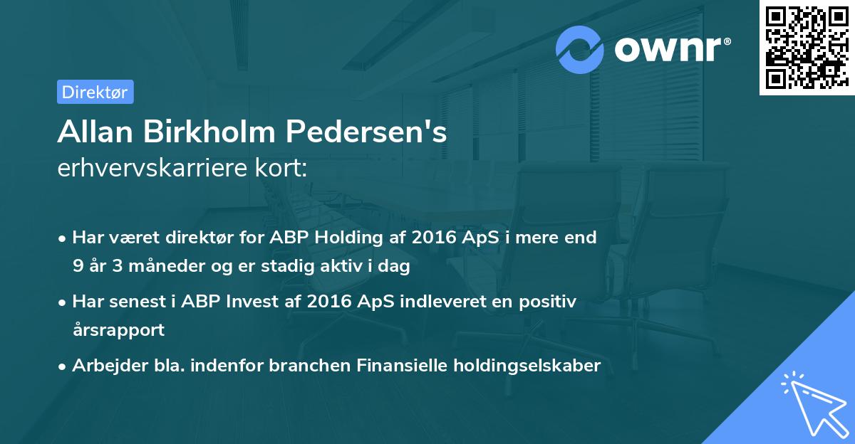 Allan Birkholm Pedersen's erhvervskarriere kort