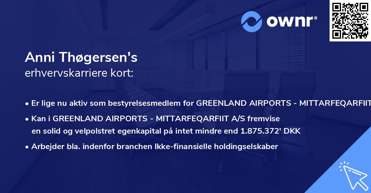 Anni Thøgersen's erhvervskarriere kort