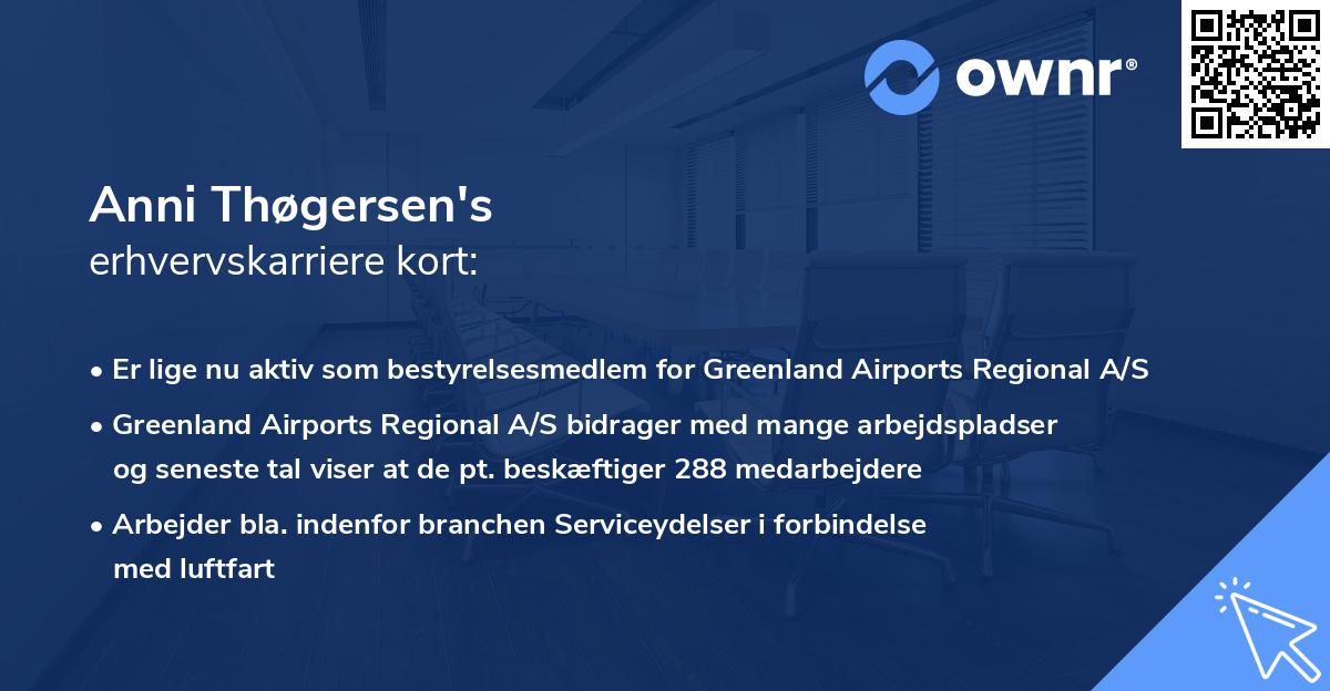 Anni Thøgersen's erhvervskarriere kort