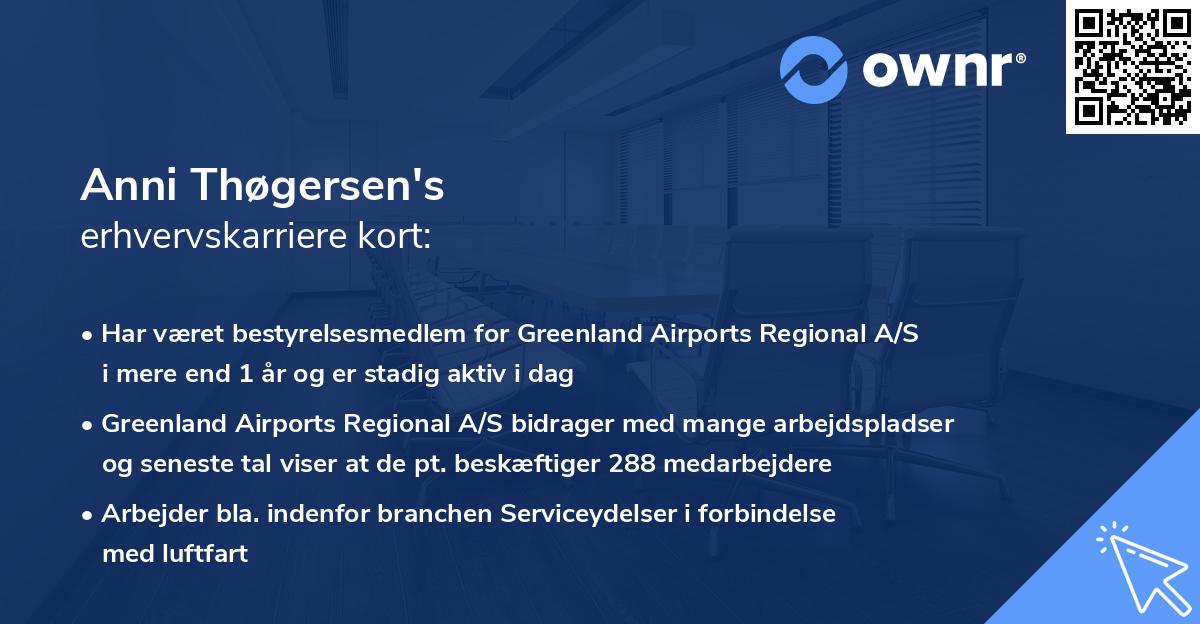 Anni Thøgersen's erhvervskarriere kort