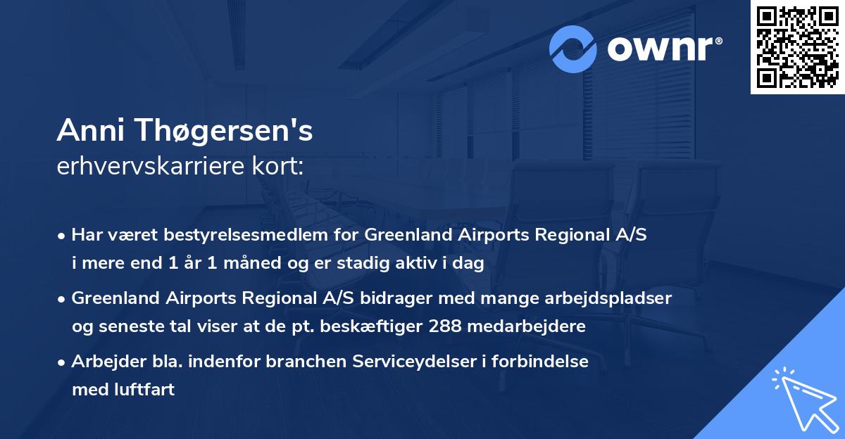 Anni Thøgersen's erhvervskarriere kort