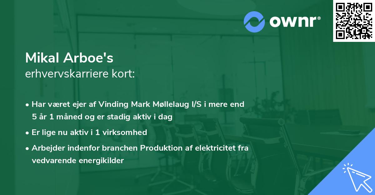 Mikal Arboe's erhvervskarriere kort