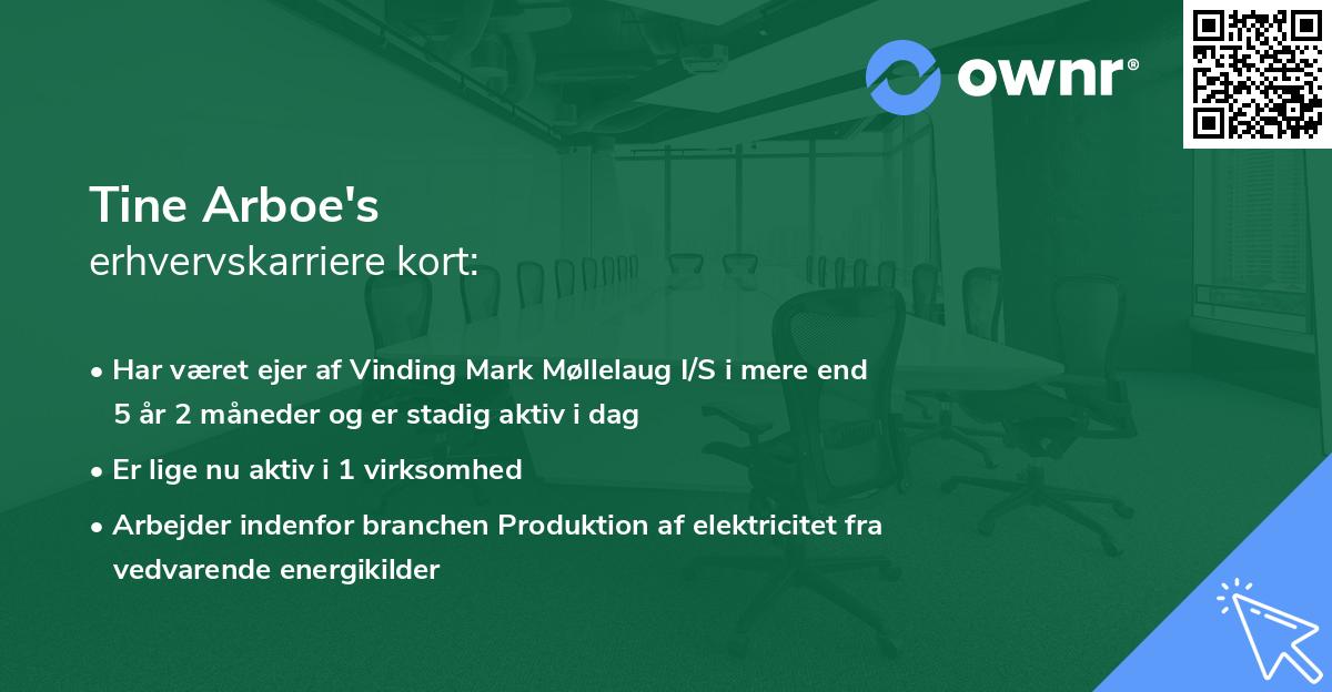 Tine Arboe's erhvervskarriere kort