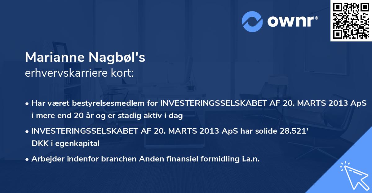 Marianne Nagbøl's erhvervskarriere kort