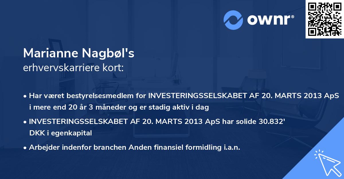 Marianne Nagbøl's erhvervskarriere kort